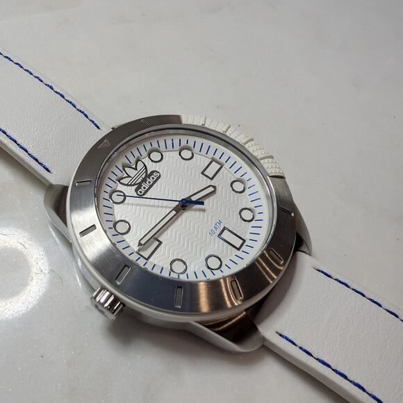adidas White and Silver Men's 48mm Watch! New Swiss made Renata battery! - Picture 1 of 4